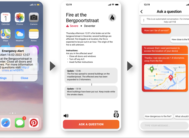 Netherlands: Location-based SMS to give instructions to citizens after a fire broke out at the Bergpoortstraat